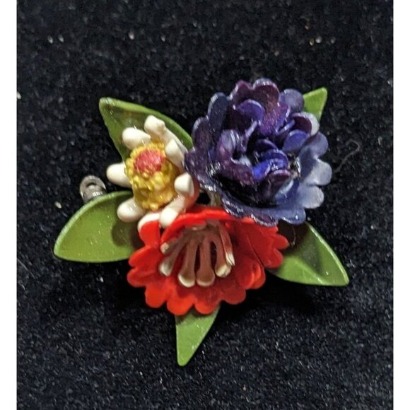 Vintage Celluloid Mini Floral Bunch Brooch - Picture 3 of 4